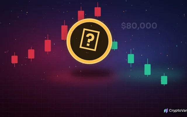 Cinematic 3D scene of a glowing generic bitcoin coin tipping over a broken red price candle into green rebound candles, deep blue trading-floor lighting, no logos or people
