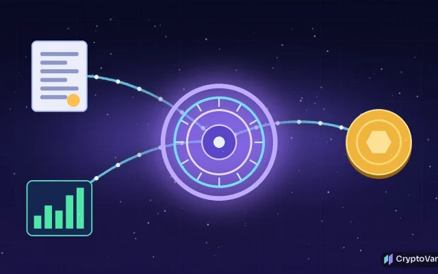 Citi Aave report illustration: abstract tokenized bonds, stocks and coins flowing as collateral into a glowing central lending vault, with no logos