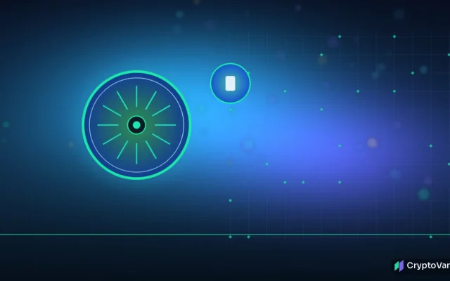Abstract vault and teal coin on a glowing ledger grid for Standard Chartered RLUSD custody, no logos or people